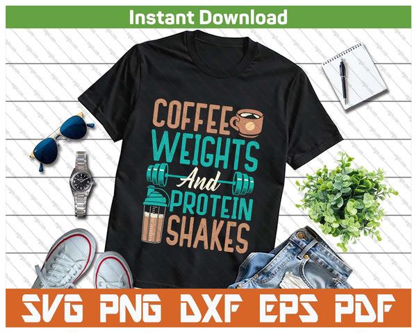 Gym Lover Coffee Weights Workout SVG PNG Cutting Files - on a t-shirt