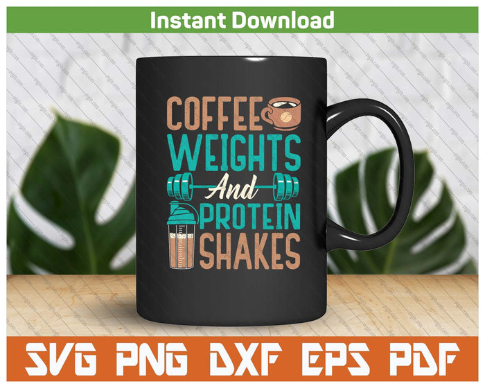 Gym Lover Coffee Weights Workout SVG PNG Cutting Files