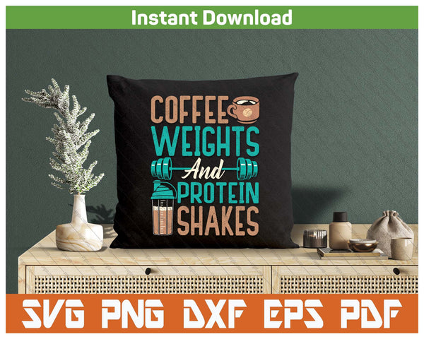 Gym Lover Coffee Weights Workout SVG PNG Cutting Files