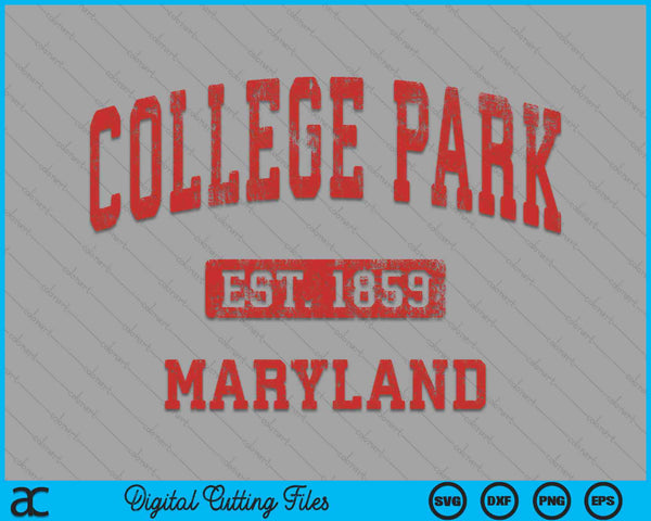 College Park Maryland MD Vintage atletische sport Design SVG PNG digitale snijbestanden