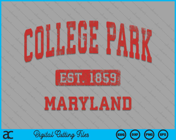 College Park Maryland MD Vintage Athletic Sports Design SVG PNG Digital Cutting Files