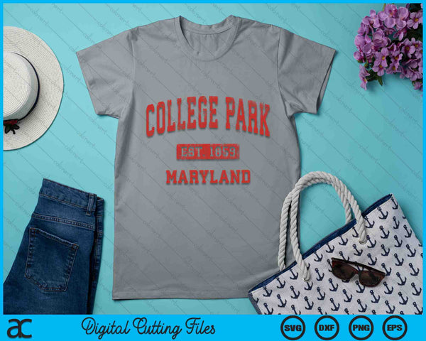 College Park Maryland MD Vintage atletische sport Design SVG PNG digitale snijbestanden