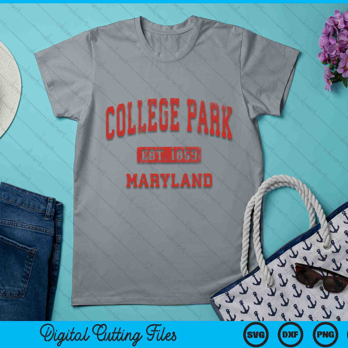 College Park Maryland MD Vintage Athletic Sports Design SVG PNG Digital Cutting Files