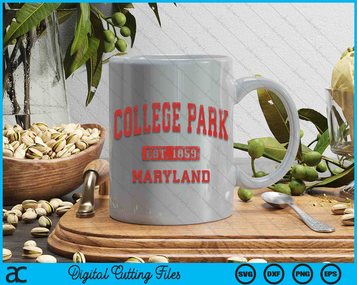 College Park Maryland MD Vintage Athletic Sports Design SVG PNG Digital Cutting Files