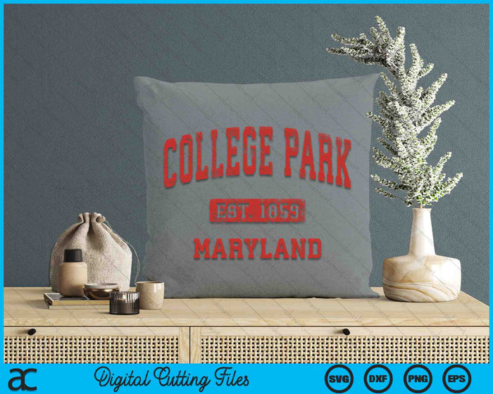 College Park Maryland MD Vintage Athletic Sports Design SVG PNG Digital Cutting Files