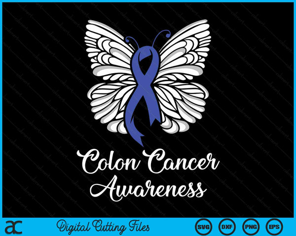 Colon Cancer Awareness Colorectal Cancer Blue Butterfly SVG PNG Digital Cutting Files