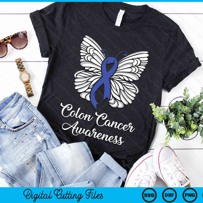 Colon Cancer Awareness Colorectal Cancer Blue Butterfly SVG PNG Digital Cutting Files