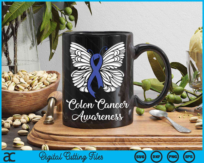 Colon Cancer Awareness Colorectal Cancer Blue Butterfly SVG PNG Digital Cutting Files