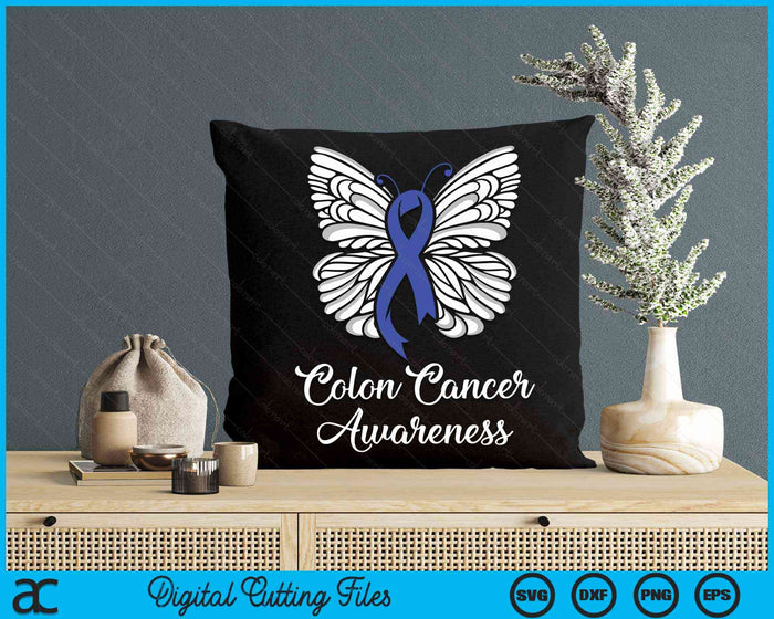 Colon Cancer Awareness Colorectal Cancer Blue Butterfly SVG PNG Digital Cutting Files