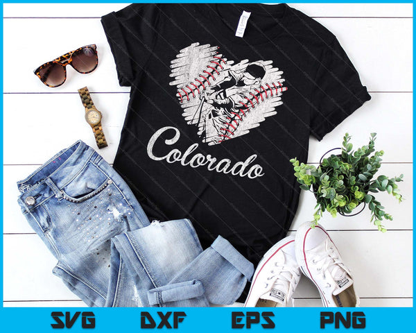 Colorado Baseball Heart Distressed Vintage Baseball Fans SVG PNG Digital Printable Files