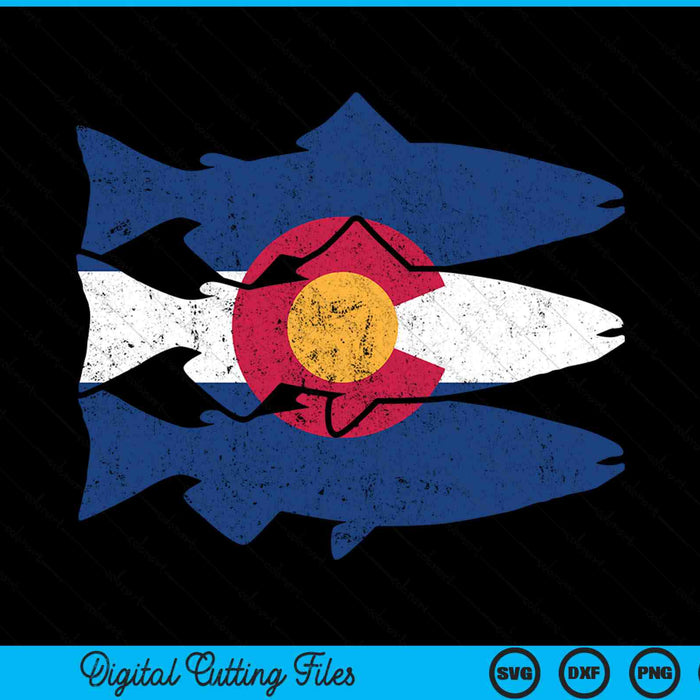 Colorado fly fishing trout salmon co flag fisherman SVG cut file
