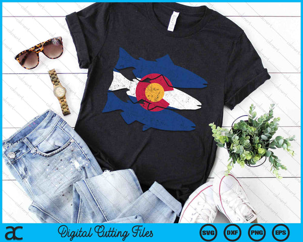 Colorado Fly Fishing Trout Salmon CO Flag Fisherman SVG PNG Digital Cutting Files