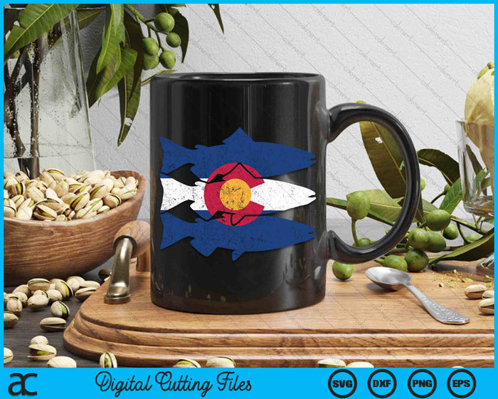 Colorado Fly Fishing Trout Salmon CO Flag Fisherman SVG PNG Digital Cutting Files