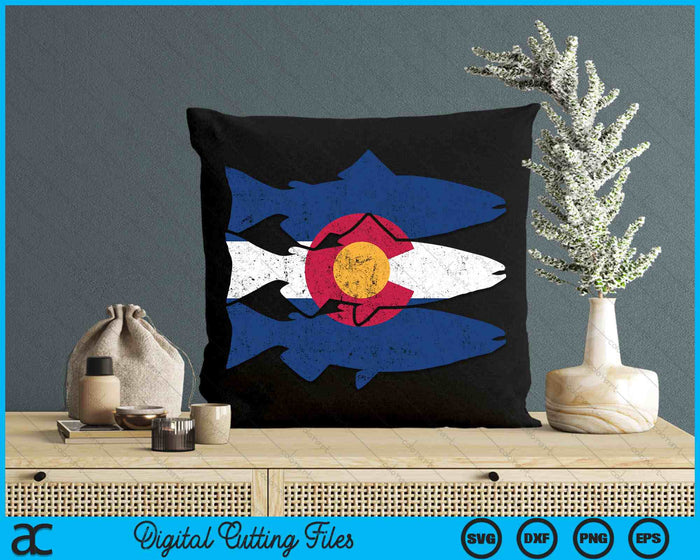 Colorado Fly Fishing Trout Salmon CO Flag Fisherman SVG PNG Digital Cutting Files