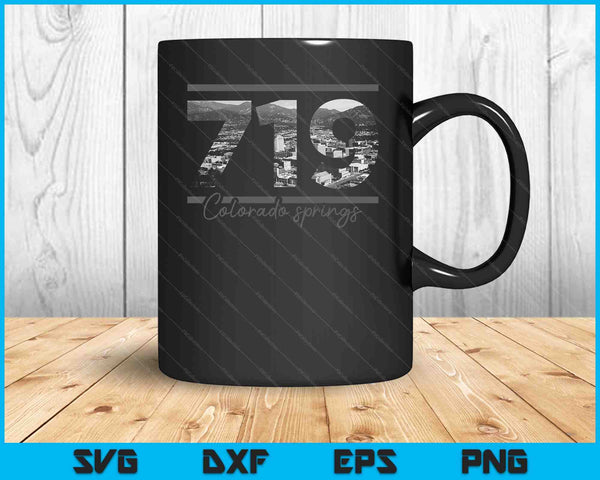 Colorado Springs 719 Area Code Skyline Colorado Vintage SVG PNG Cutting Printable Files