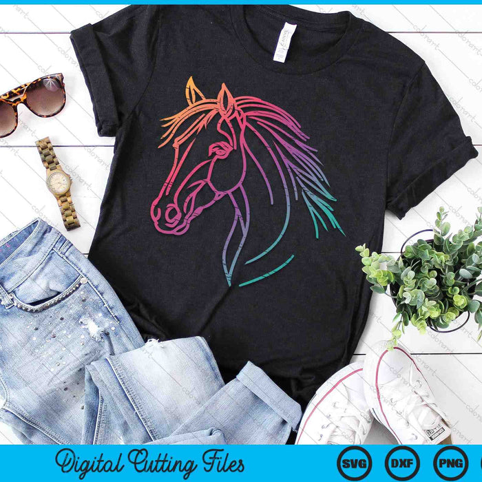 Colorful Horse Head Minimal Art Equestrian SVG PNG Digital Printable Files