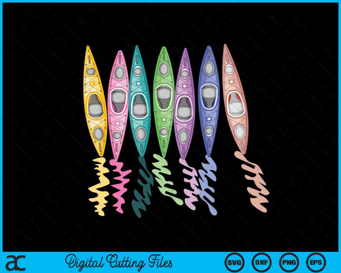 Colorful Kayaks Outdoor Adventure Kayaking Boating SVG PNG Digital Cutting File