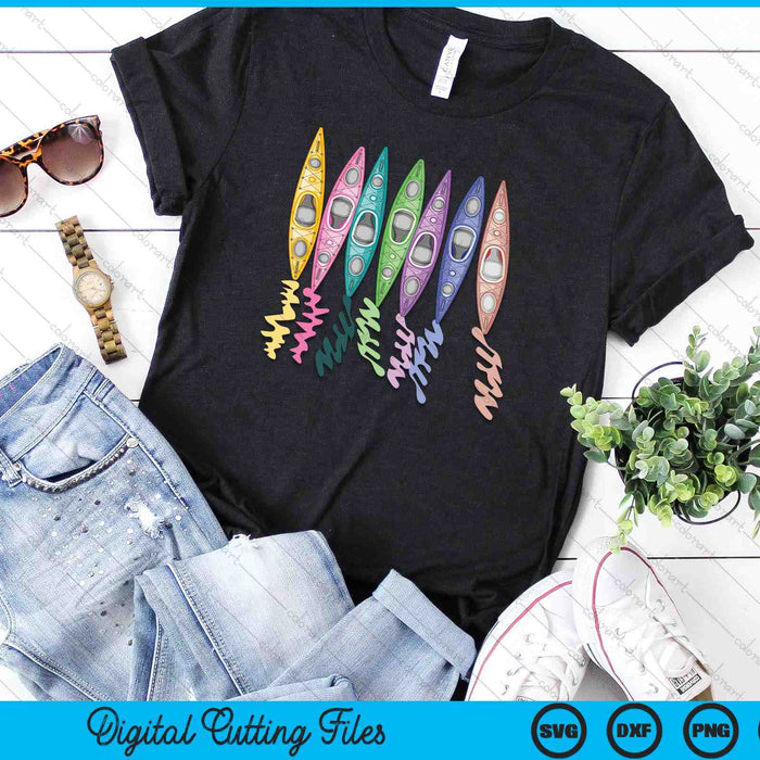 Colorful Kayaks Outdoor Adventure Kayaking Boating SVG PNG Digital Cutting File