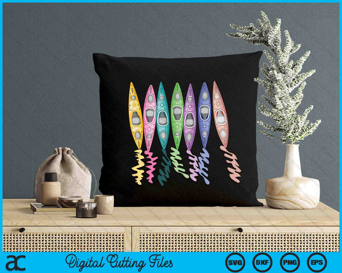 Colorful Kayaks Outdoor Adventure Kayaking Boating SVG PNG Digital Cutting File