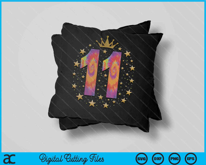 Colorful Tie Dye Number 11 Year Old 11th Birthday SVG PNG Cutting Printable Files