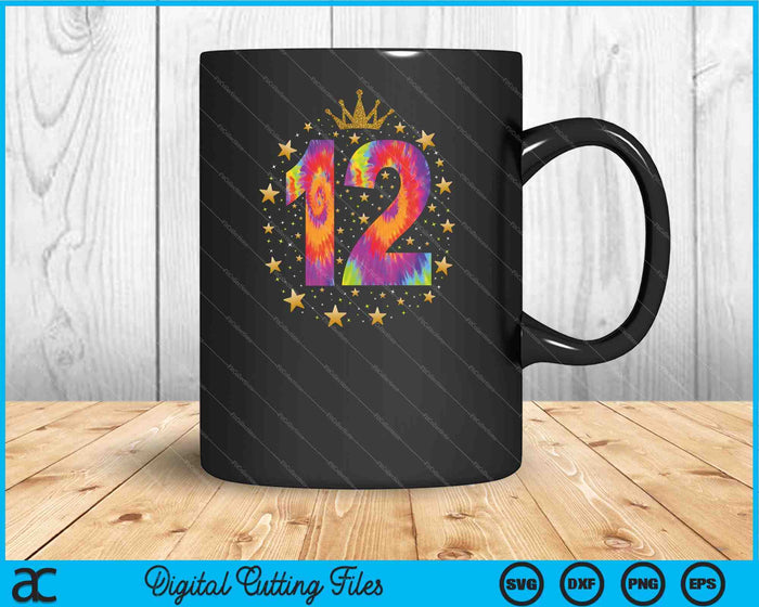 Colorful Tie Dye Number 12 Year Old 12th Birthday SVG PNG Cutting Printable Files