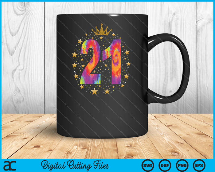 Colorful Tie Dye Number 21 Year Old 21th Birthday SVG PNG Cutting Printable Files
