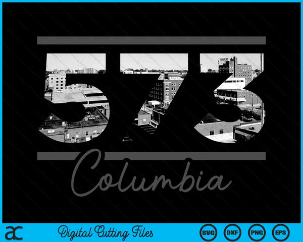 Columbia 573 Area Code Skyline Missouri Vintage SVG PNG Digital Cutting Files