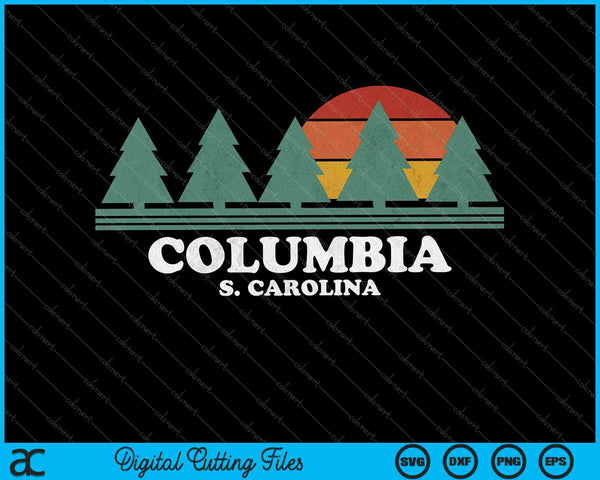 Columbia SC Vintage Throwback Tee Retro jaren '70 Design SVG PNG Snijden afdrukbare bestanden