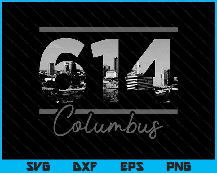 Columbus 614 Código de área Skyline Ohio Vintage SVG PNG Cortar archivos imprimibles