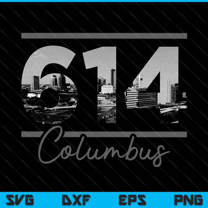Columbus 614 Netnummer Skyline Ohio Vintage SVG PNG Snijden afdrukbare bestanden
