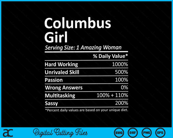 Columbus Girl OH Ohio City Home Roots SVG PNG Archivos de corte digital