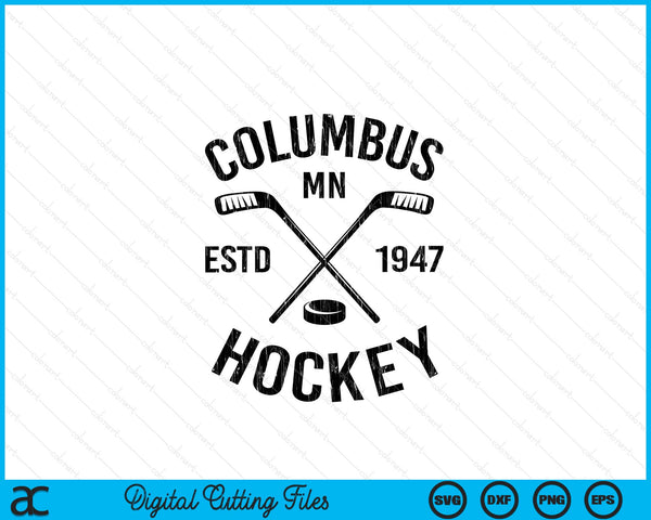 Columbus Minnesota Ice Hockey Sticks Vintage Gift SVG PNG Digital Cutting Files