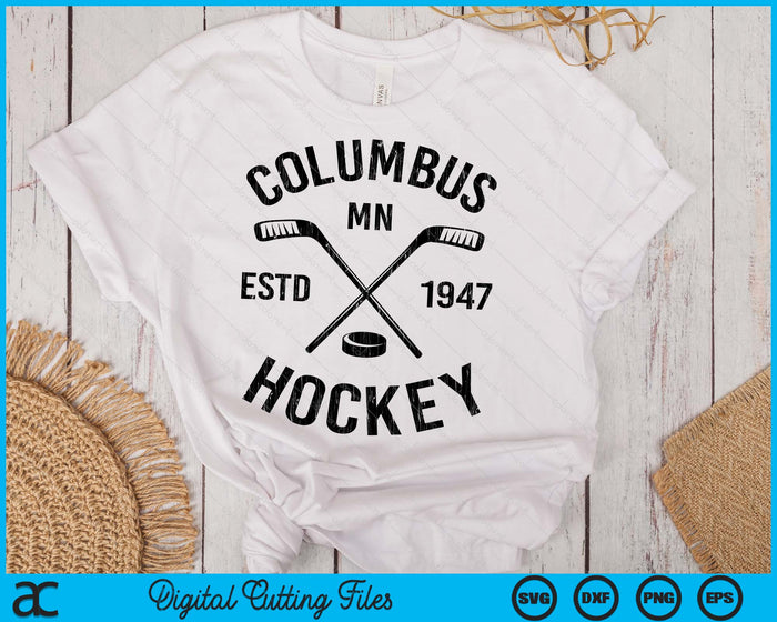 Columbus Minnesota Ice Hockey Sticks Vintage Gift SVG PNG Digital Cutting Files