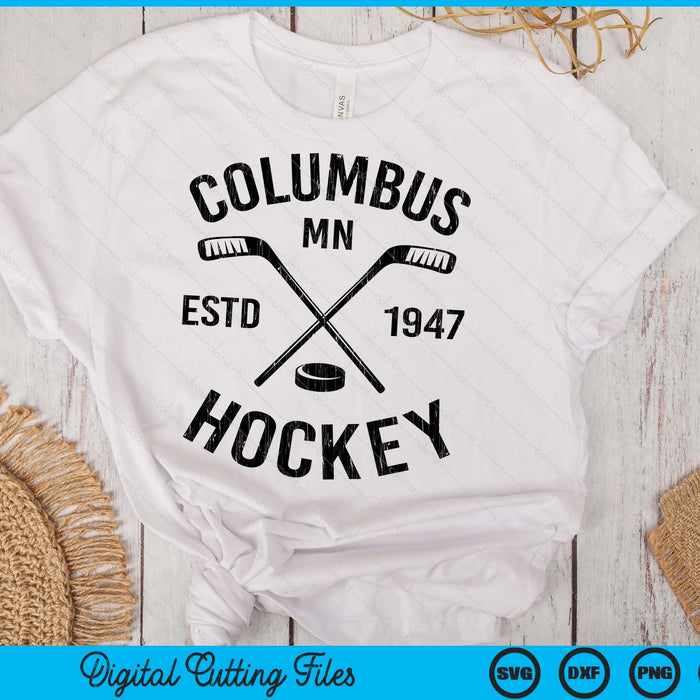 Columbus Minnesota Ice Hockey Sticks Vintage Gift SVG PNG Digital Cutting Files