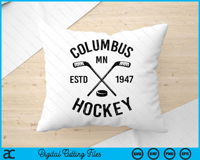 Columbus Minnesota Ice Hockey Sticks Vintage Gift SVG PNG Digital Cutting Files