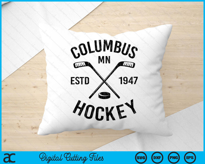 Columbus Minnesota Ice Hockey Sticks Vintage Gift SVG PNG Digital Cutting Files