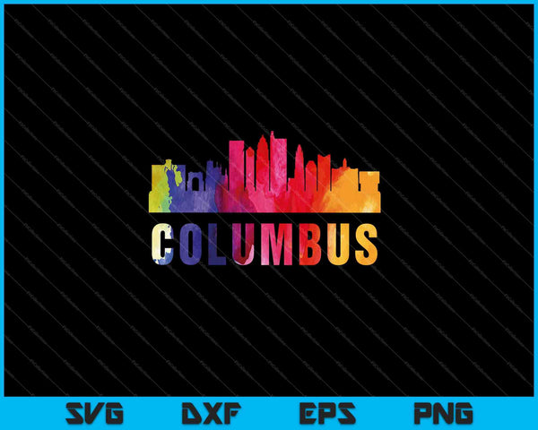 Columbus aquarel skyline thuisstaat souvenir SVG PNG snijden afdrukbare bestanden