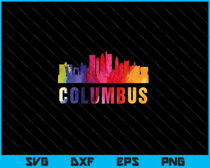 Columbus Watercolor Skyline Home State Souvenir SVG PNG Cutting Printable Files