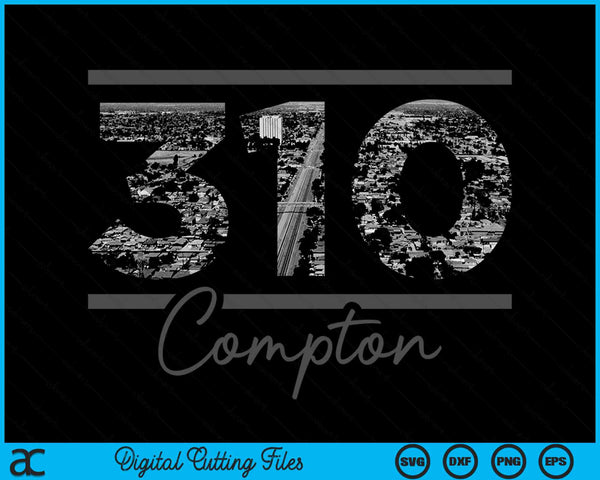 Compton 310 Netnummer Skyline Californië Vintage SVG PNG digitale snijbestanden
