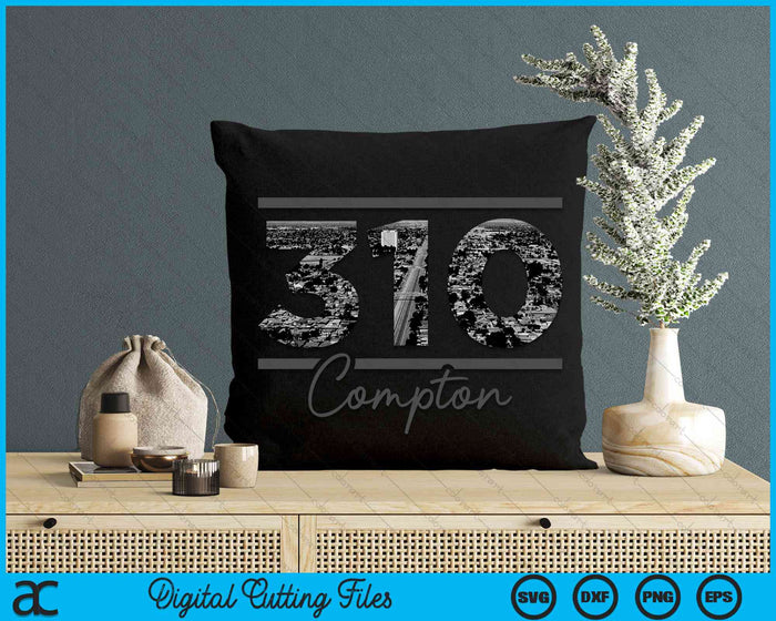 Compton 310 Netnummer Skyline Californië Vintage SVG PNG digitale snijbestanden