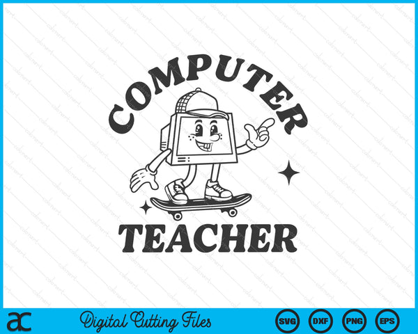 Computer teacher Technology Retro Groovy computer SVG PNG Digital Printable Files