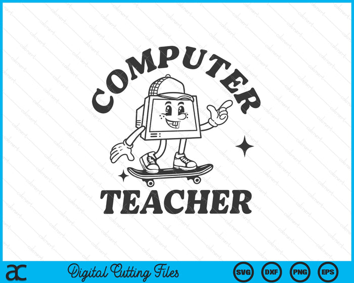 Computer teacher Technology Retro Groovy computer SVG PNG Digital Printable Files