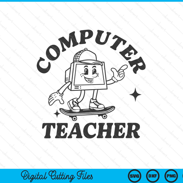 Computer teacher Technology Retro Groovy computer SVG PNG Digital Printable Files