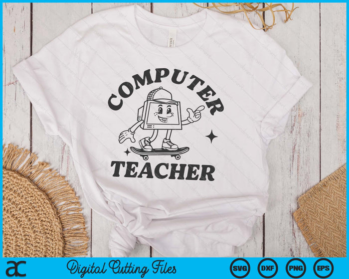 Computer teacher Technology Retro Groovy computer SVG PNG Digital Printable Files