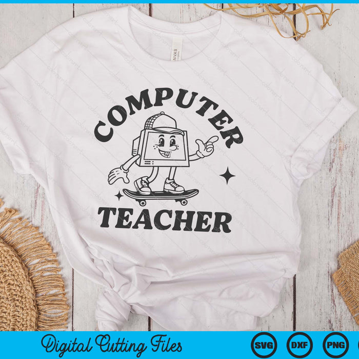 Computer teacher Technology Retro Groovy computer SVG PNG Digital Printable Files