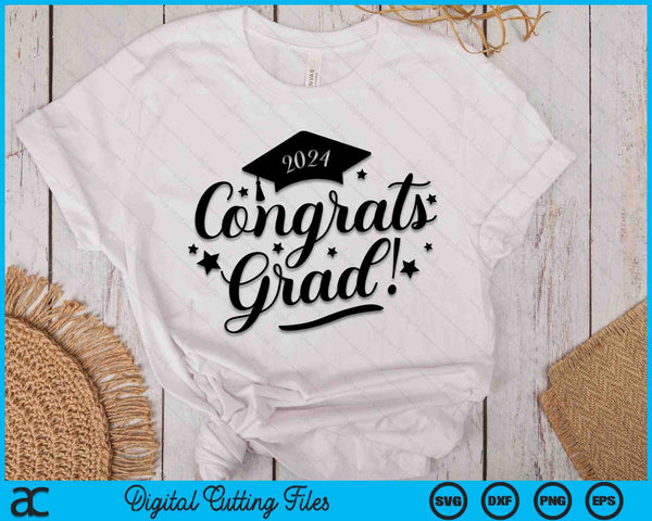 Congrats Grad Class of 2024 SVG PNG Cutting Printable Files - on a t-shirt