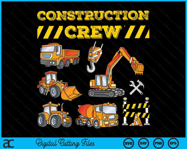 Construction Crew Worker Excavator SVG PNG Digital Cutting Files