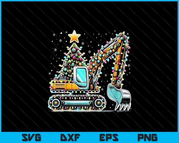 Construction Excavator Christmas Tree Light SVG PNG Digital Printable Files