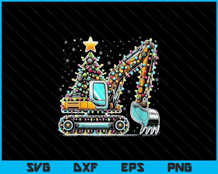 Construction Excavator Christmas Tree Light SVG PNG Digital Printable Files