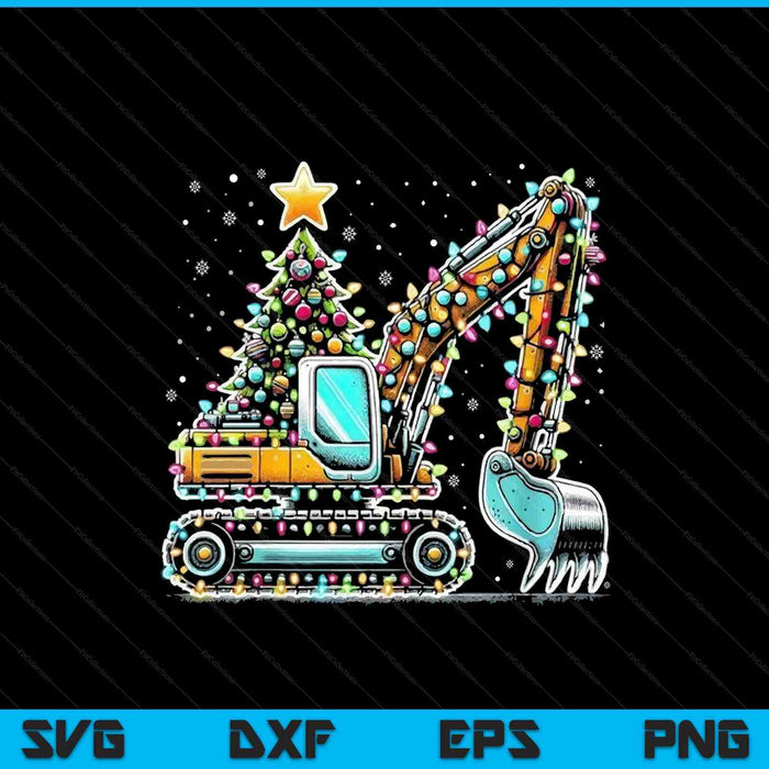 Construction Excavator Christmas Tree Light SVG PNG Digital Printable Files
